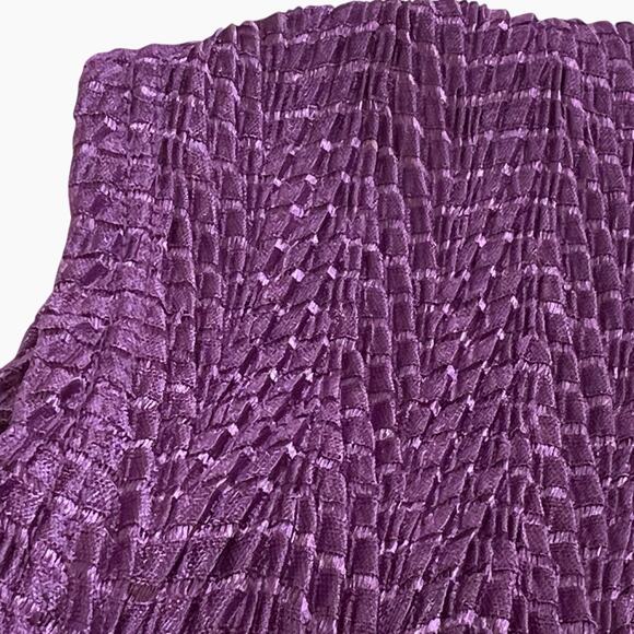 Tanjay Short Sleeve Top Womens Medium Micropleated Purple Blouse Scalloped Hem - Picture 10 of 10
